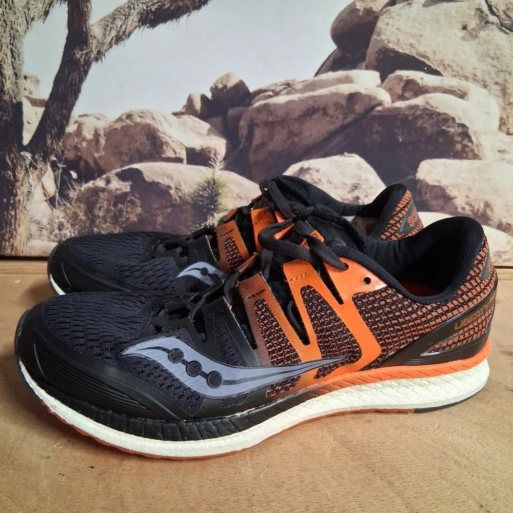 Saucony Liberty ISO Mens Running Shoes Black Orange EVERUN Stability Sz 8